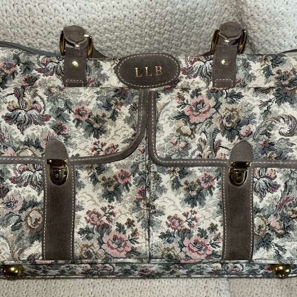 Vintage French Luggage Carry on suitcase tapestry - Picture 2 of 11